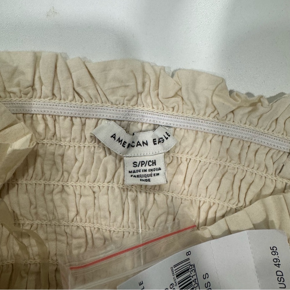 American Eagle Outfitters Cream Strapless Eyelet Dress - Picture 2 of 8